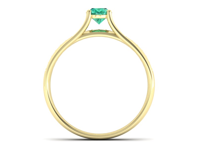 Złoty pierścionek ze szmaragdem i diamentami - p16304zsm — zdjęcie 2