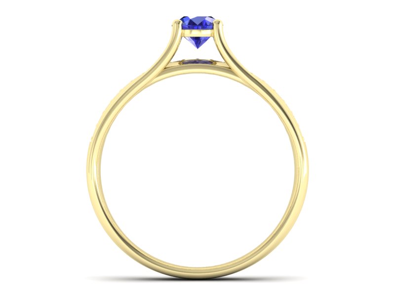 Złoty pierścionek z szafirem i diamentami - p16304zsz — zdjęcie 2