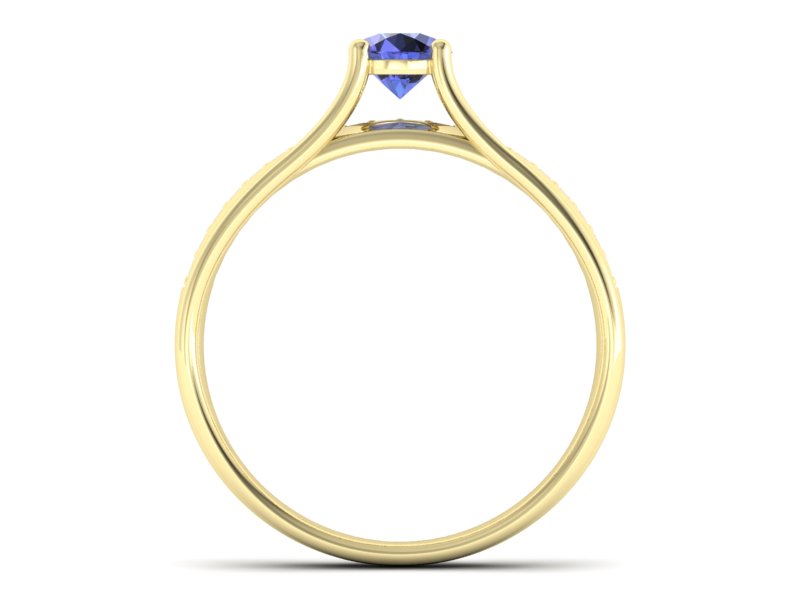 Pierścionek z tanzanitem i brylantami żółte złoto - p16304zt — zdjęcie 2