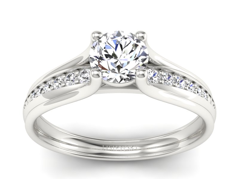 Złoty pierścionek z brylantami białe złoto - p16305b