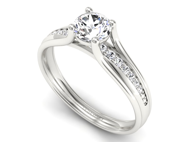 Złoty pierścionek z brylantami białe złoto - p16305b — zdjęcie 3