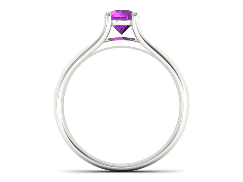 Złoty pierścionek z ametystem i brylantami - p16305bat — zdjęcie 2