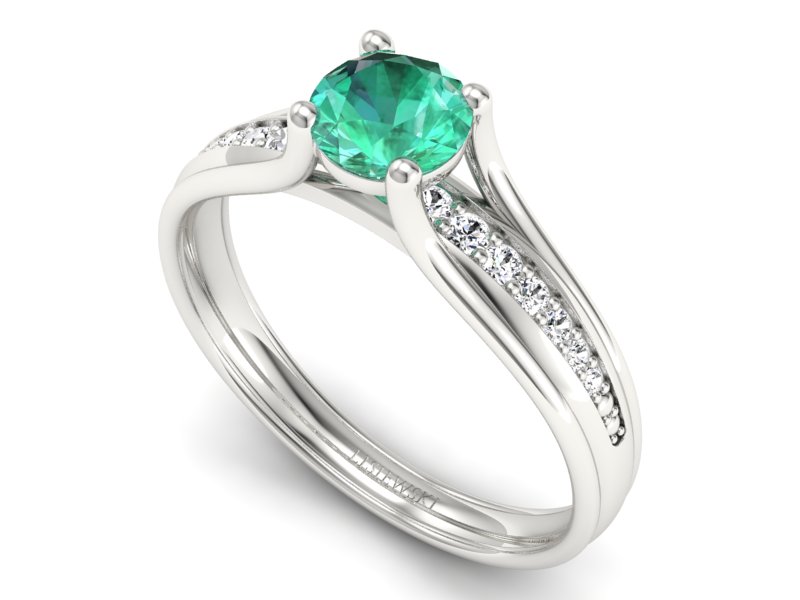 Złoty pierścionek ze szmaragdem i brylantami - p16305bsm — zdjęcie 3