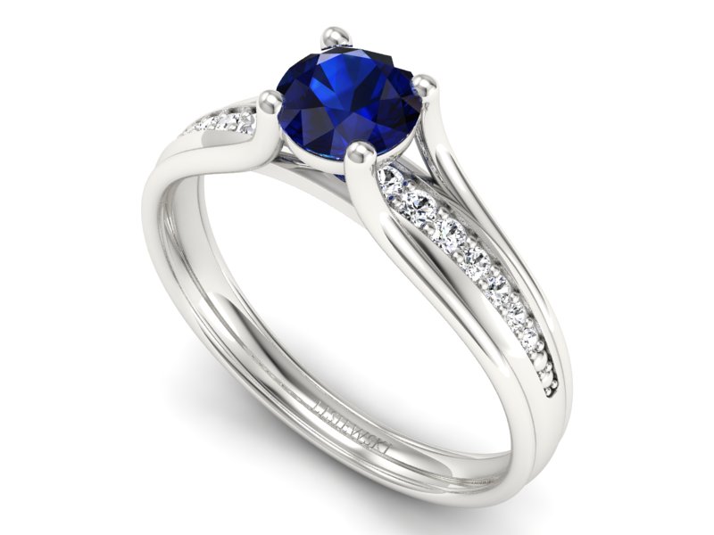 Pierścionek z szafirem i brylantami białe złoto - p16305bsz — zdjęcie 3