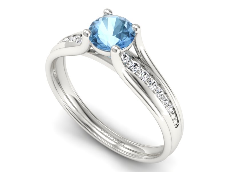 Pierścionek z topazem i brylantami białe złoto - p16305btp — zdjęcie 3