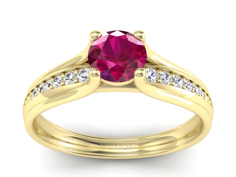 Pierścionek z rubinem i brylantami - p16305zr