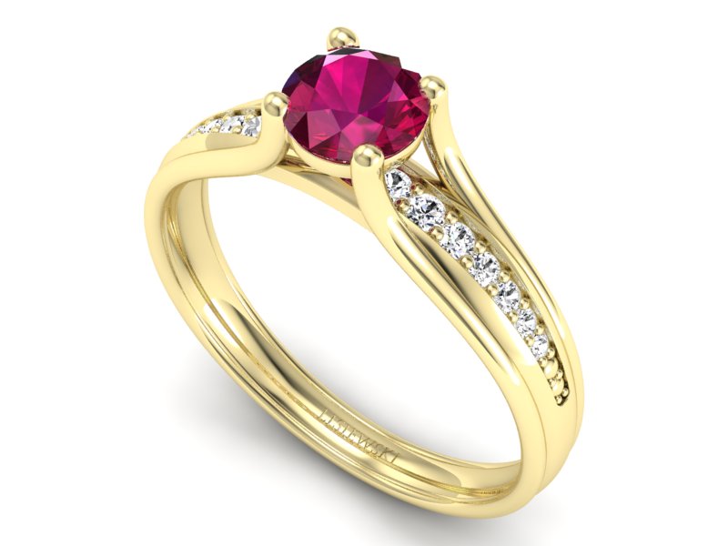 Pierścionek z rubinem i brylantami - p16305zr — zdjęcie 3