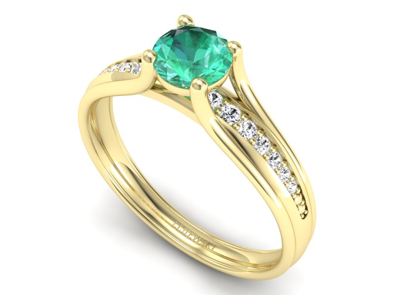 Złoty pierścionek ze szmaragdem i brylantami - p16305zsm — zdjęcie 3