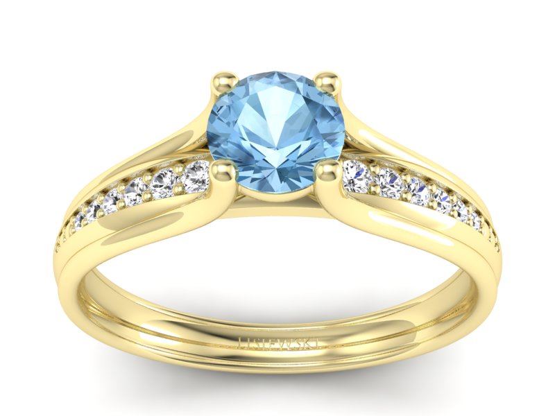 Złoty pierścionek z topazem i brylantami - p16305ztp