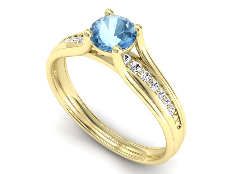 Złoty pierścionek z topazem i brylantami - p16305ztp — zdjęcie 3