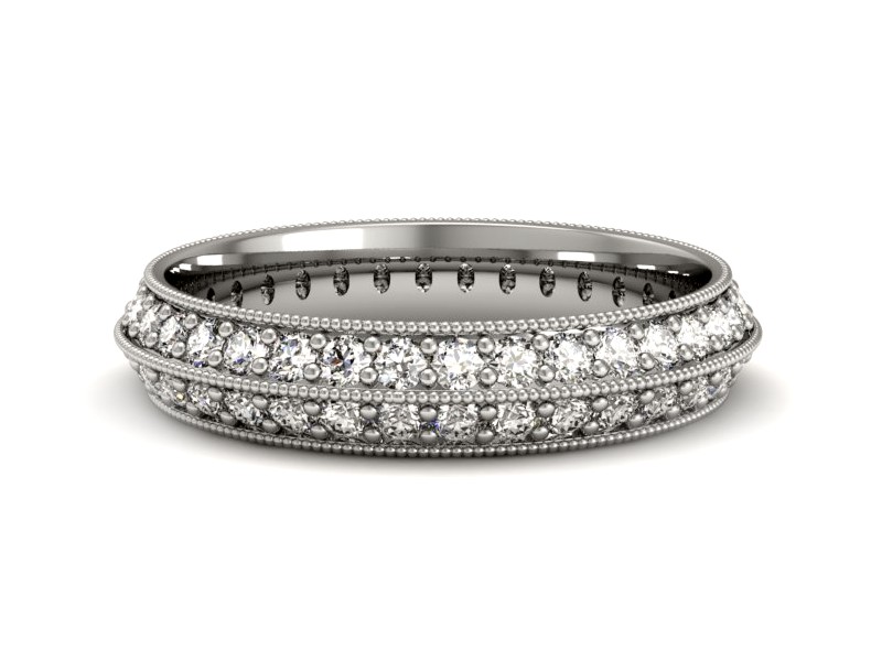 Obrączka z brylantami białe złoto soczewkowa - p16306b — zdjęcie 3