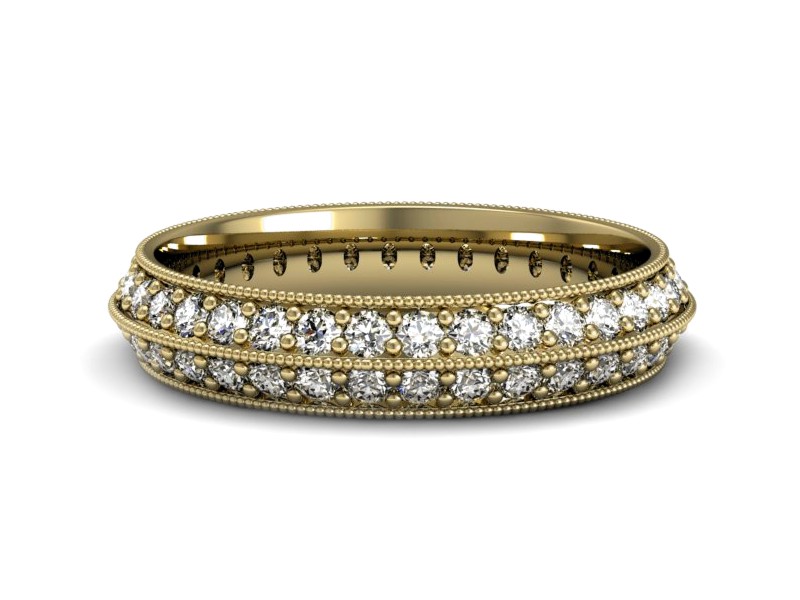 Obrączka z brylantami żółte złoto soczewkowa - p16306z — zdjęcie 3