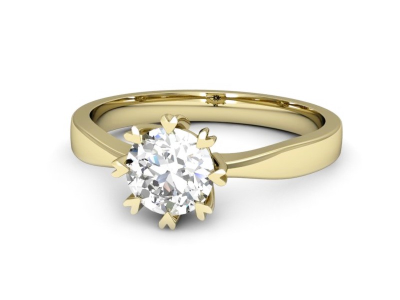 Złoty pierścionek z brylantem żółte złoto - p16307z — zdjęcie 2