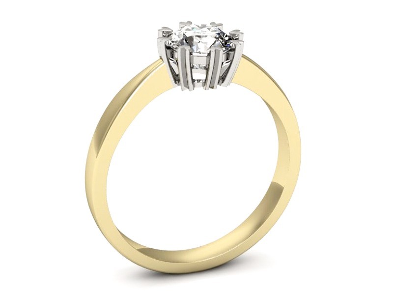 Pierścionek z diamentem żółte i białe złoto - p16307zb — zdjęcie 3