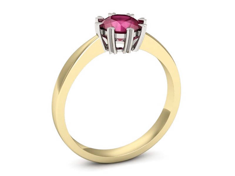 Pierścionek z rubinem żółte białe złoto - p16307zbr — zdjęcie 3