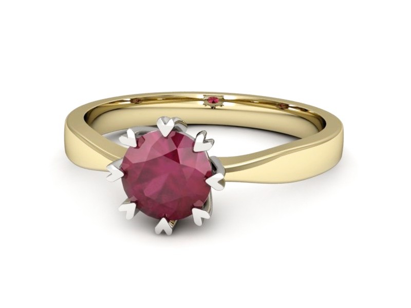 Pierścionek z rubinem żółte białe złoto - p16307zbr — zdjęcie 2