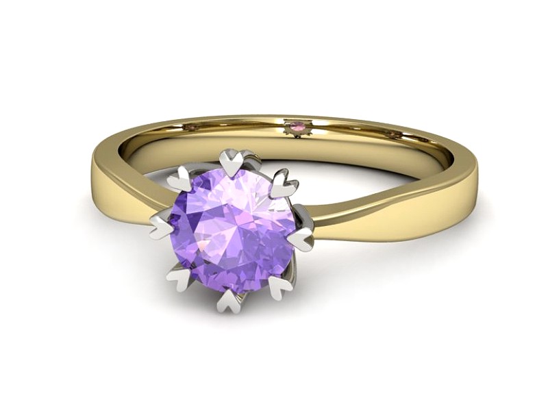 Pierścionek z tanzanitem żółte białe złoto - p16307zbt — zdjęcie 2