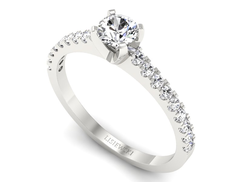 Złoty pierścionek z brylantami białe złoto - p16309b — zdjęcie 3