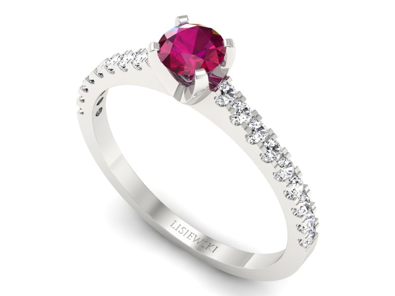 Pierścionek z rubinem i brylantami białe złoto - p16309br — zdjęcie 3