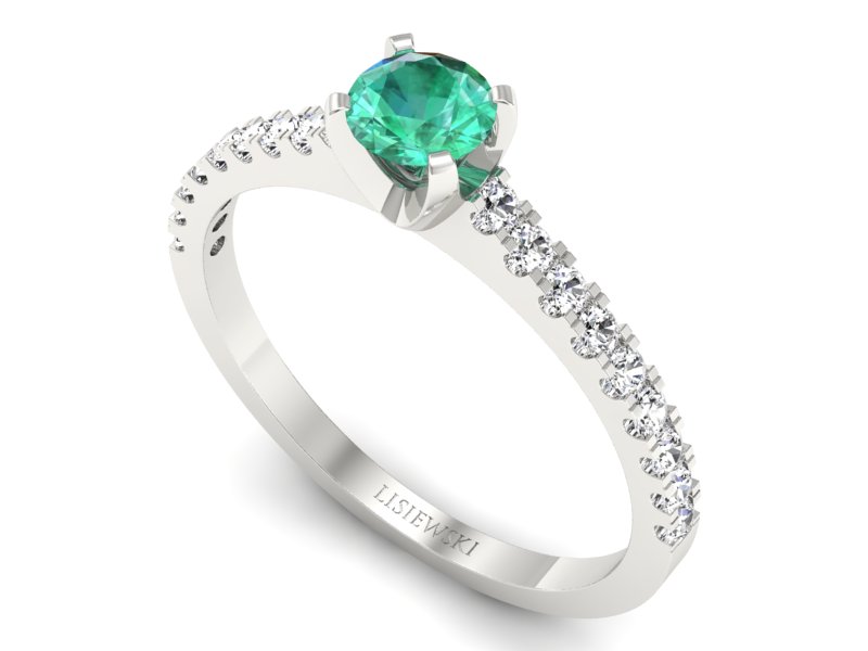 Złoty pierścionek ze szmaragdem i brylantami - p16309bsm — zdjęcie 3