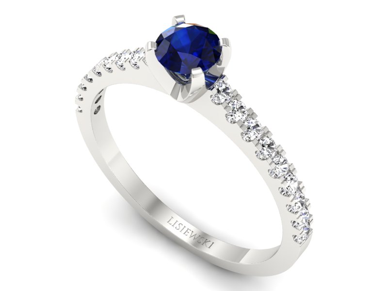 Pierścionek z szafirem i brylantami białe złoto - p16309bsz — zdjęcie 3