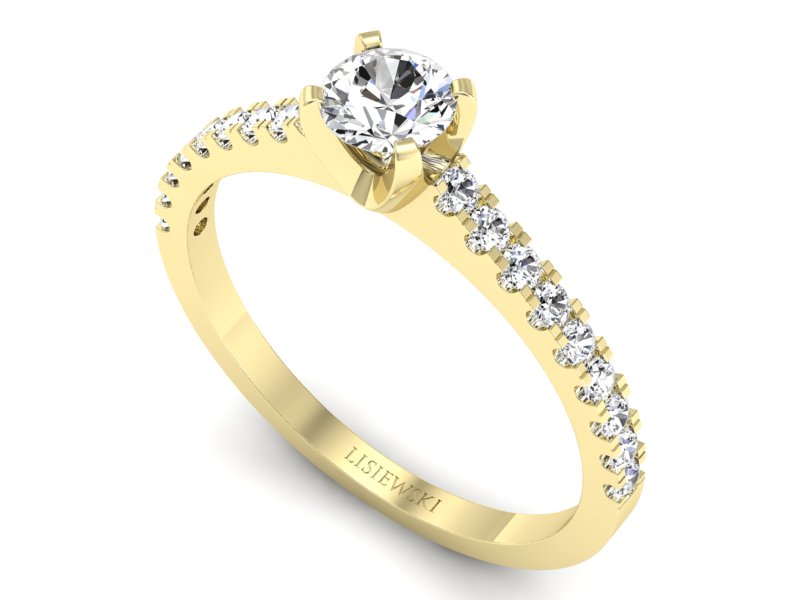 Złoty pierścionek z brylantami żółte złoto - p16309z — zdjęcie 3