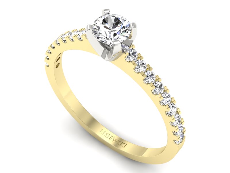 Pierścionek z diamentami żółte i białe złoto - p16309zb — zdjęcie 3