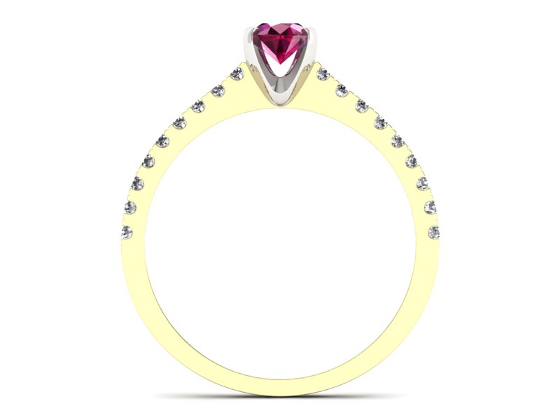 Złoty pierścionek z rubinem i diamentami - p16309zbr — zdjęcie 2