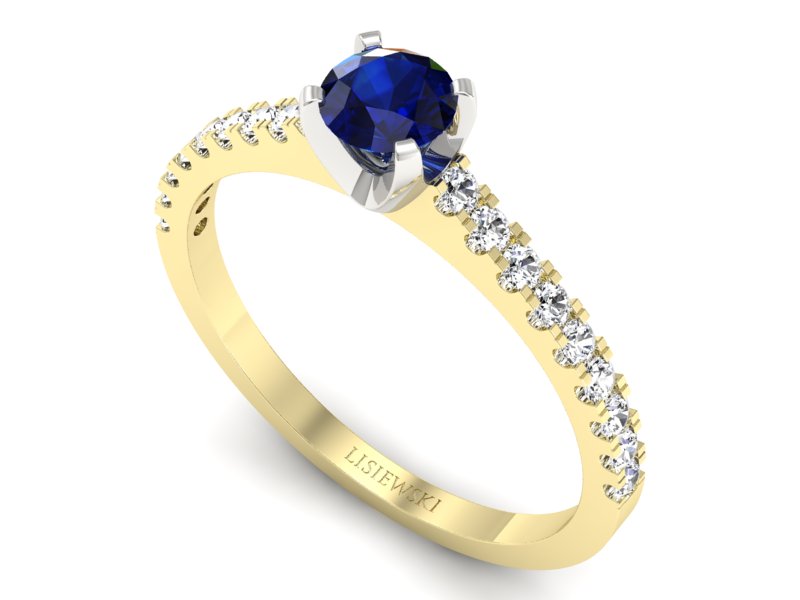 Pierścionek z szafirami i diamentami - p16309zbsz — zdjęcie 3