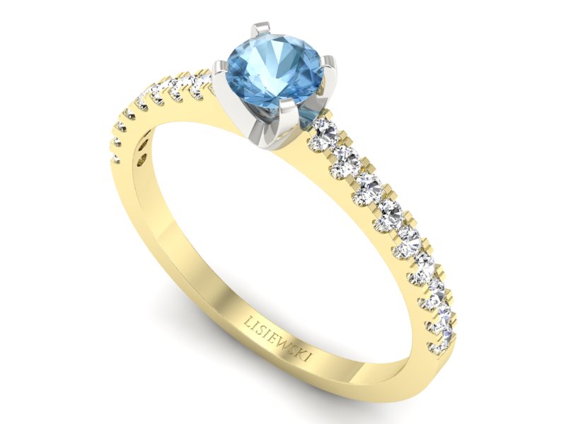 Złoty pierścionek topaz i brylanty złoto - p16309zbtp — zdjęcie 3