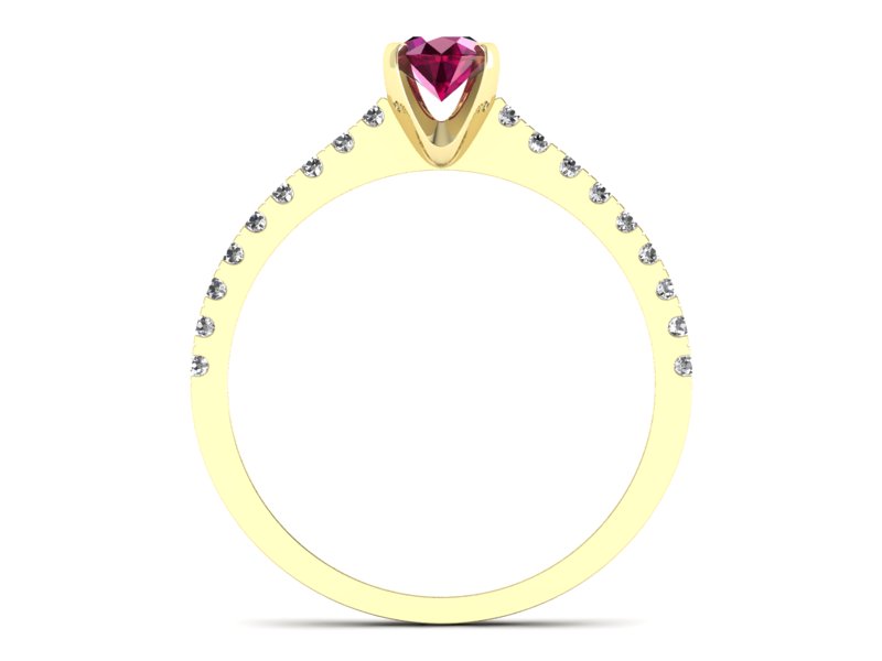 Pierścionek z rubinem i brylantami żółte złoto - p16309zr — zdjęcie 2