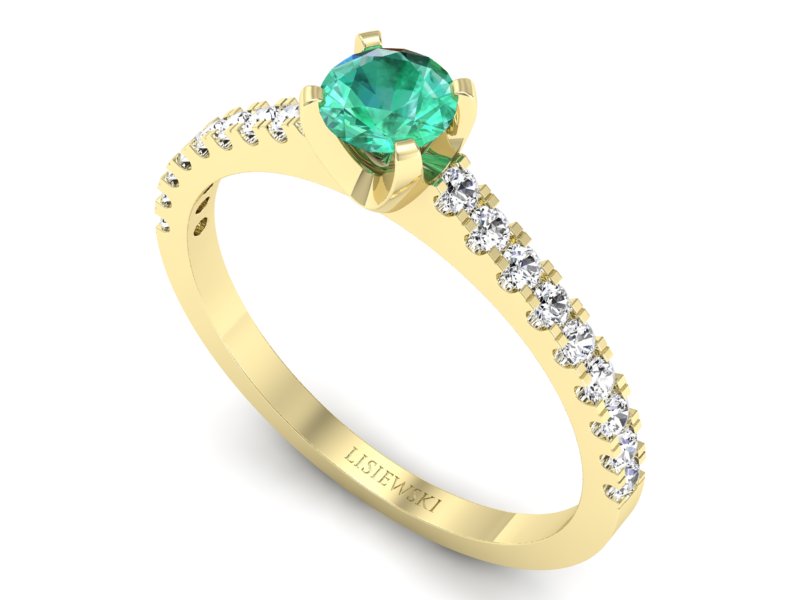Złoty pierścionek ze szmaragdem i diamentami - p16309zsm — zdjęcie 3