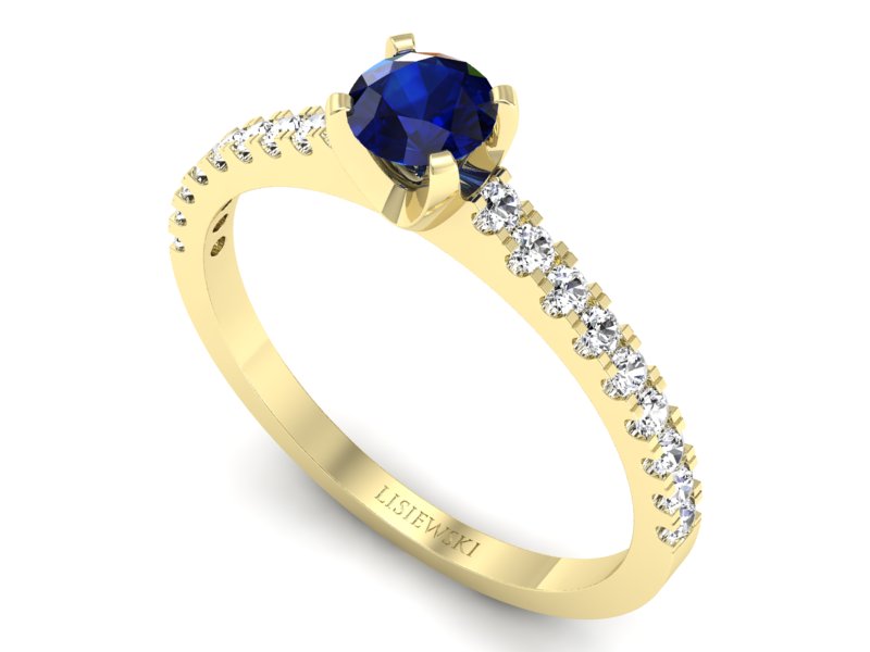Złoty pierścionek z szafirem i diamentami - p16309zsz — zdjęcie 3