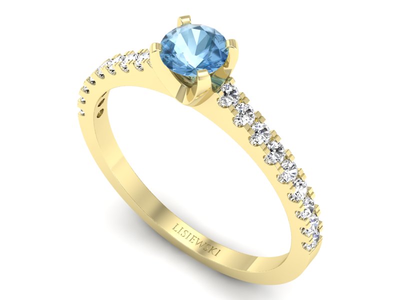 Pierścionek z topazem i brylantami żółte złoto - p16309ztp — zdjęcie 3