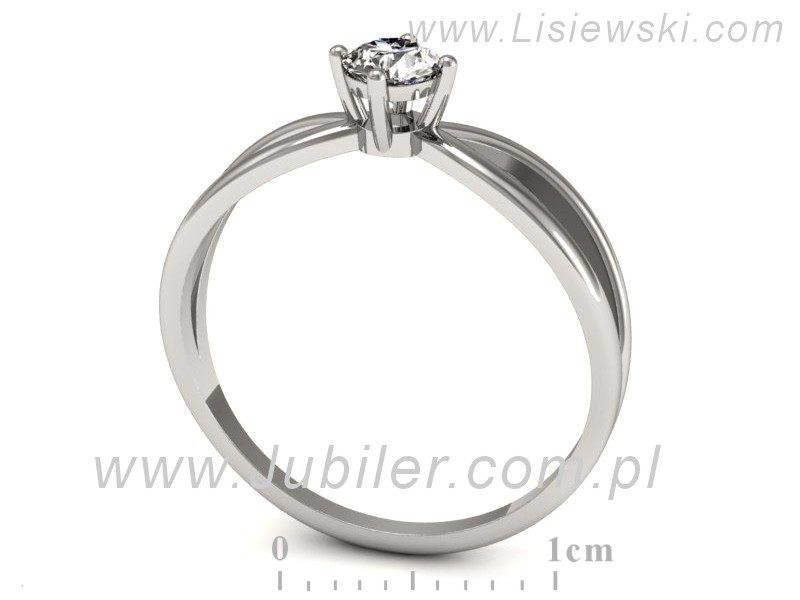 Złoty pierścionek z brylantem białe złoto - p16310b — zdjęcie 3