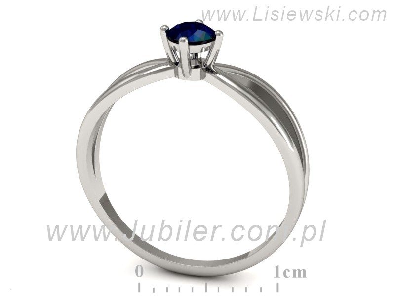 Złoty pierścionek z szafirem białe złoto - p16310bsz — zdjęcie 3