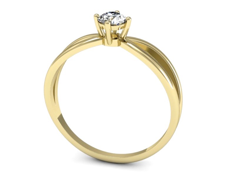 Złoty pierścionek z brylantem żółte złoto - p16310z — zdjęcie 3