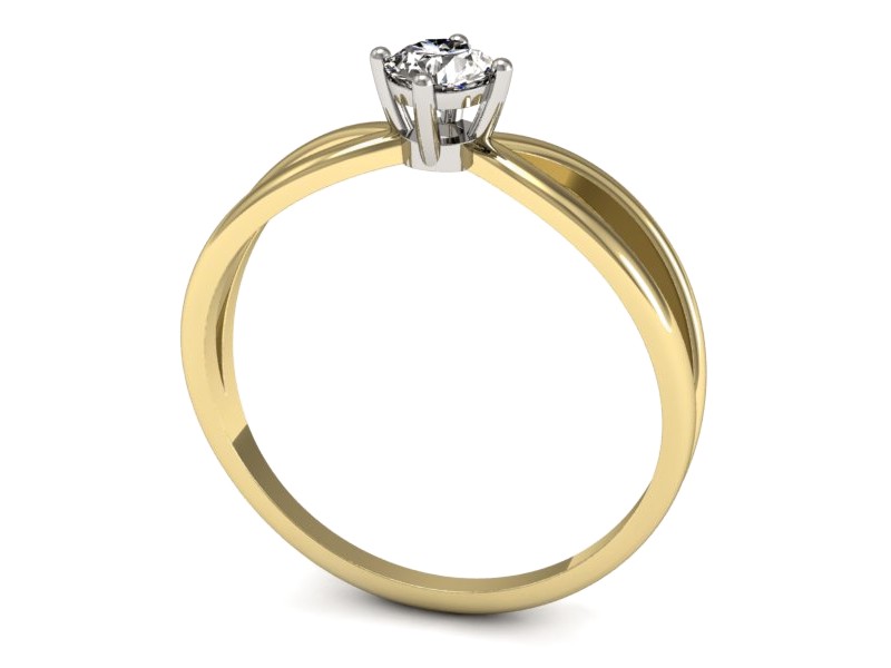 Pierścionek z diamentem żółte i białe złoto - p16310zb — zdjęcie 3