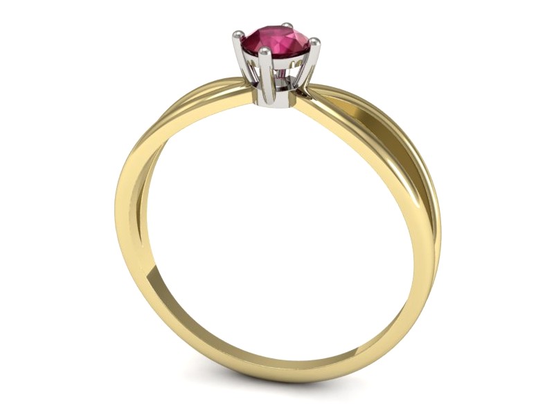 Pierścionek z rubinem żółte białe złoto - p16310zbr — zdjęcie 3