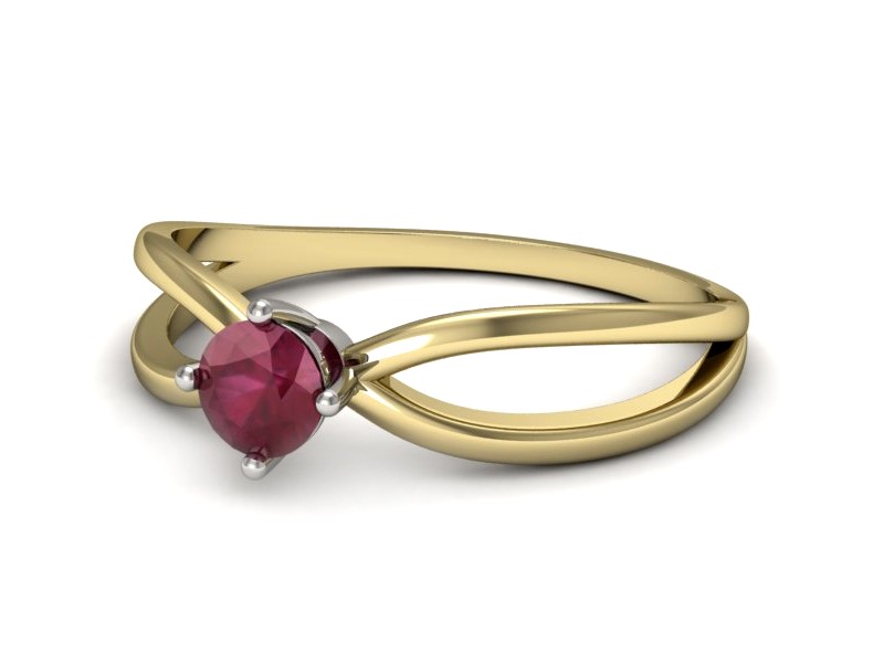 Pierścionek z rubinem żółte białe złoto - p16310zbr — zdjęcie 2