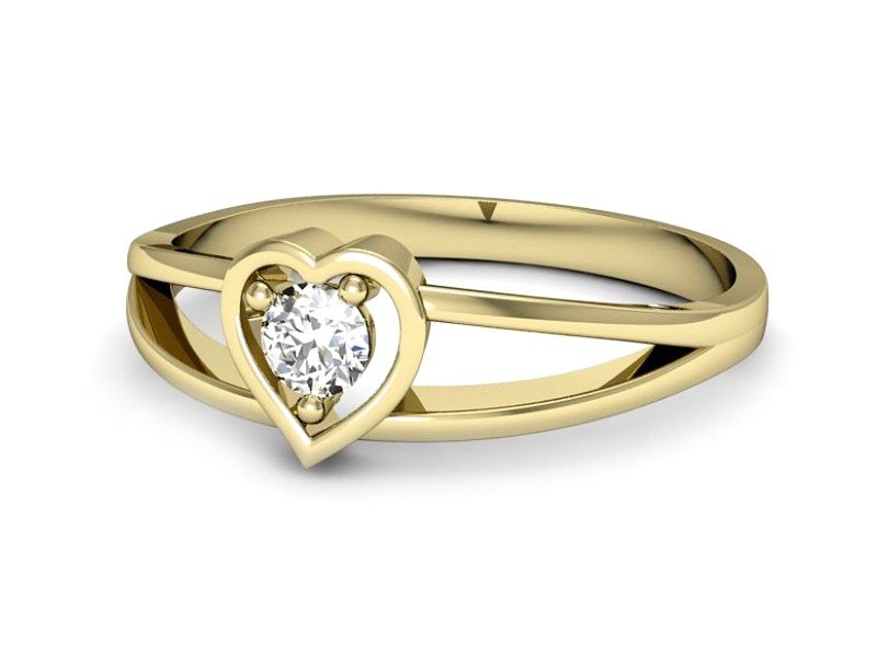 Złoty pierścionek z brylantem żółte złoto - p16311z — zdjęcie 2