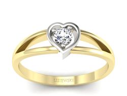 Złoty pierścionek z diamentem żółte i białe złoto - p16311zb