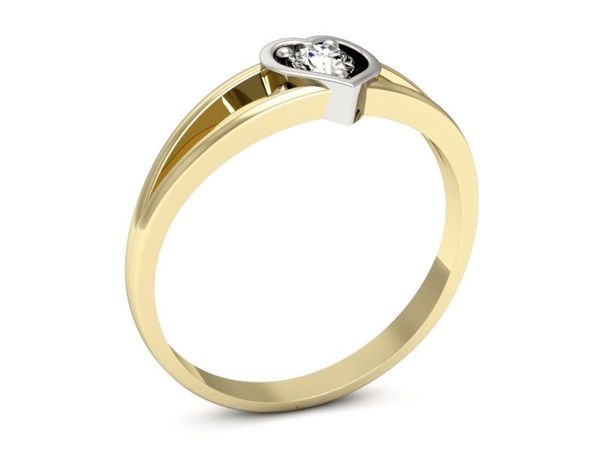 Złoty Pierścionek z diamentem żółte i białe złoto - p16311zb