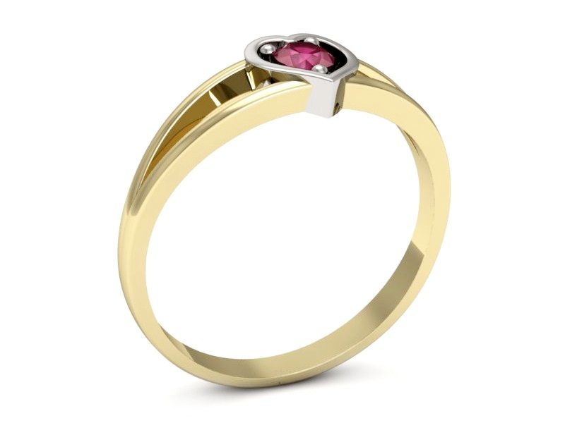 Pierścionek z rubinem żółte białe złoto - p16311zbr — zdjęcie 3