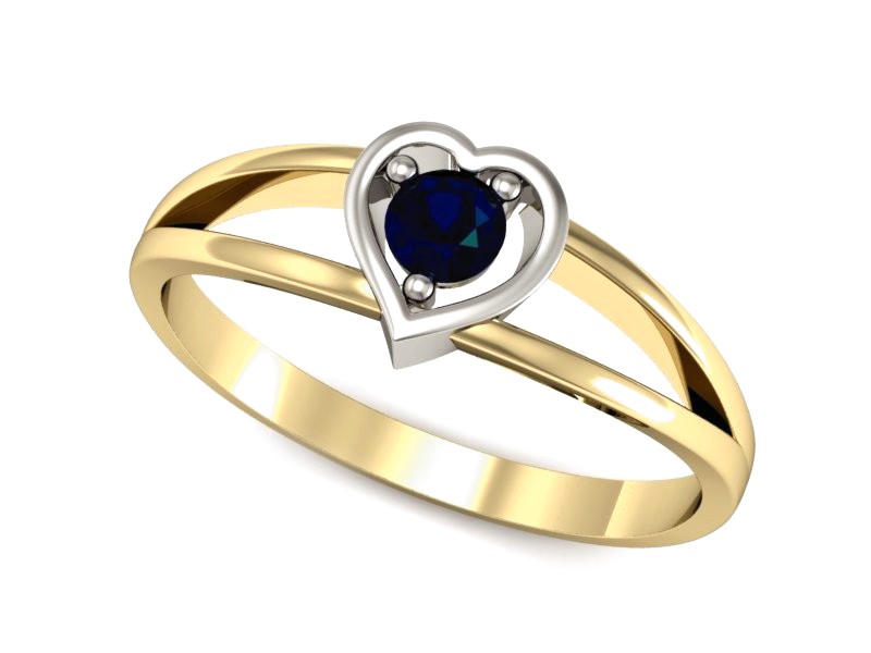 Pierścionek z szafirem żółte białe złoto - p16311zbsz