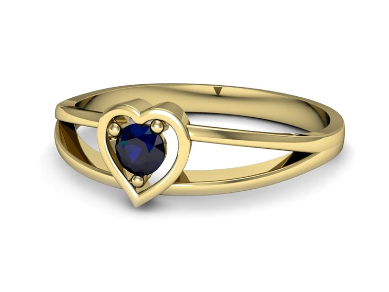 Pierścionek zaręczynowy z szafirem żółte złoto - p16311zsz — zdjęcie 2