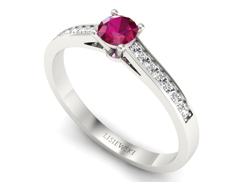 Pierścionek z rubinem i brylantami białe złoto - p16312br — zdjęcie 3