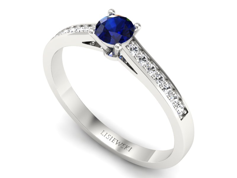 Pierścionek z szafirem i brylantami białe złoto - p16312bsz — zdjęcie 3