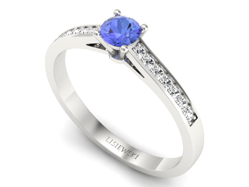 Pierścionek z tanzanitem białe złoto z brylantami - p16312bt — zdjęcie 3