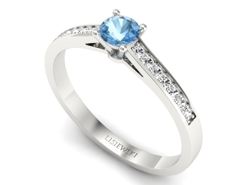 Pierścionek z topazem i brylantami białe złoto - p16312btp — zdjęcie 3